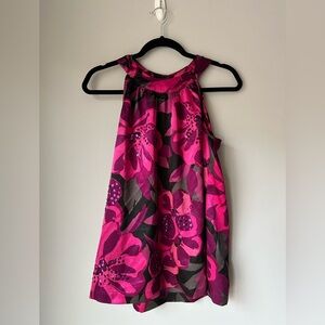 Apt 9 Floral Pink‎ and Black Sleeveless Top small
